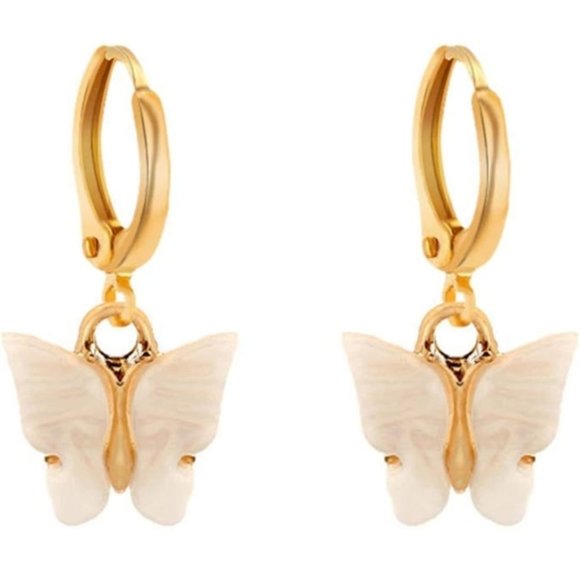 Brandy Melville White Acrylic Butterfly Earrings - Picture 3 of 3